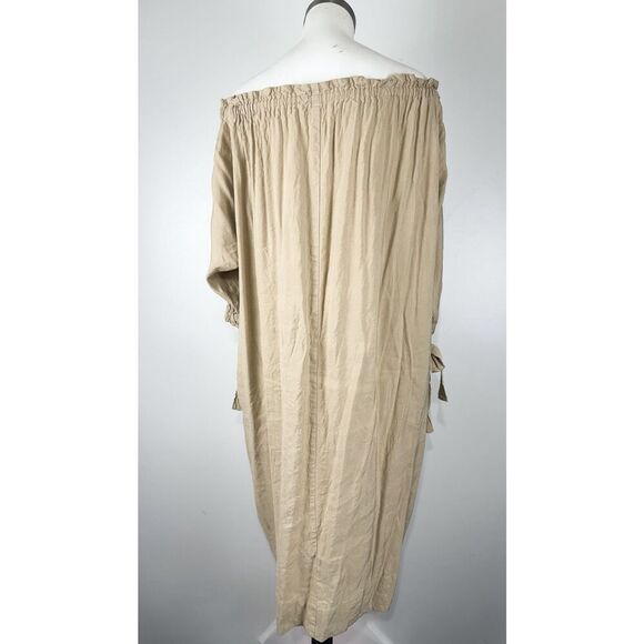 Julia Allert Oversized Lagenlook Sz XL Minimalist Cotton Maxi Dress Boxy Khaki - Picture 4 of 6